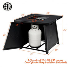 Load image into Gallery viewer, 30� Square Propane Gas Fire Table with Waterproof Cover