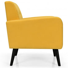 Load image into Gallery viewer, Modern Upholstered Comfy Accent Chair Single Sofa with Rubber Wood Legs-Yellow