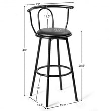 Load image into Gallery viewer, Set of 2 Swivel Seat Metal Frame Bar Stools with Footrest