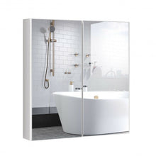 Load image into Gallery viewer, 2-Tier Wall-Mounted Storage Cabinet with Double Mirror Doors