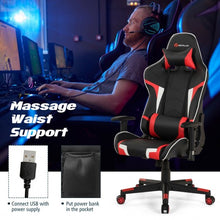 Load image into Gallery viewer, Reclining Swive Massage Gaming Chair-Red