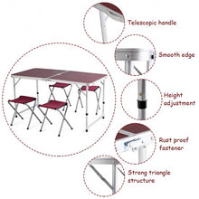 Load image into Gallery viewer, Aluminum Folding Camping Table with 4 Chairs