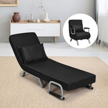 Load image into Gallery viewer, Folding 5 Position Convertible Sleeper Bed Armchair Lounge Couch w/Pillow-Black