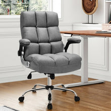 Load image into Gallery viewer, Adjustable Swivel Office Chair with High Back and Flip-up Arm for Home and Office-Gray