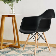 Load image into Gallery viewer, Set of 2 Mid Century Modern Molded Dining Arm Side Chair-Black