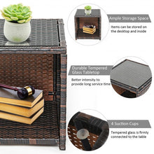 Load image into Gallery viewer, 3 Pieces PE Rattan Wicker Furniture Set with Cushion Sofa Coffee Table for Garden-Gray