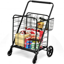 Load image into Gallery viewer, Heavy Duty Folding Utility Shopping Double Cart-Black