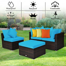 Load image into Gallery viewer, 4 Pcs Ottoman Garden Deck Patio Rattan Wicker Furniture Set Cushioned Sofa