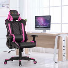 Load image into Gallery viewer, Massage Gaming Chair with Lumbar Support and Headrest-Pink