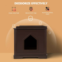 Load image into Gallery viewer, Cat Litter Box Wooden Enclosure Pet House Sidetable Washroom-Brown