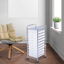 Load image into Gallery viewer, 10 Drawer Rolling Storage Cart Organizer-Clear