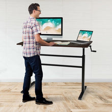Load image into Gallery viewer, Height Adjustable Standing Desk with Crank Handle-Brown