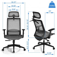 Load image into Gallery viewer, Height Adjustable Ergonomic High Back Mesh Office Chair with Hange-Gray