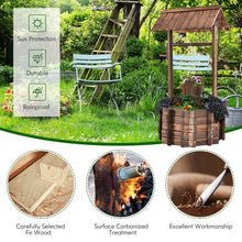 Load image into Gallery viewer, Outdoor Wooden Wishing Well Planter Bucket