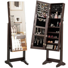 Load image into Gallery viewer, Jewelry Cabinet Armoire Lockable Standing Storage Organizer-Brown