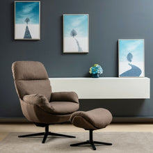 Load image into Gallery viewer, Modern Swivel Rocking Chair and Ottoman Set with Aluminum Alloy Base-Coffee