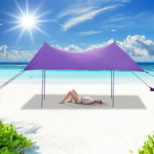 Load image into Gallery viewer, 10' x 9' Family Beach Tent Canopy Sunshade w/ 4 Poles-Purple