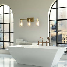 Load image into Gallery viewer, 3-Light Modern Bathroom Wall Sconce with Clear Glass Shade-Golden