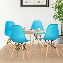 Load image into Gallery viewer, Set of 2 Mid Century Modern Dining Chairs with Wooden Legs-Blue
