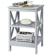 Load image into Gallery viewer, 3-Tier Nightstand End Table with X Design Storage -Gray