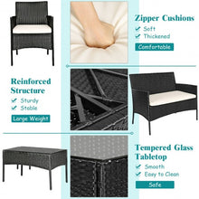 Load image into Gallery viewer, 4 Pcs Patio Rattan Cushioned Sofa Furniture Set