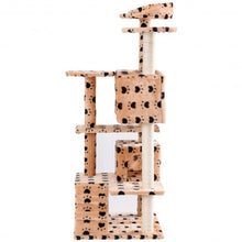 Load image into Gallery viewer, 52" Cat Scratching Post and Ladder Kitten Tower Tree -Beige & Paws