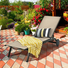 Load image into Gallery viewer, Aluminum Fabric Outdoor Patio Lounge Chair with Adjustable Reclining -Brown