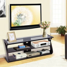 Load image into Gallery viewer, 3-Tier Tempered Glass Top Media Console TV Stand