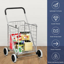 Load image into Gallery viewer, Portable Folding Shopping Cart Utility for Grocery Laundry-Silver