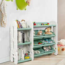 Load image into Gallery viewer, Kids Toy Storage Organizer w/Bins and Multi-Layer Shelf for Bedroom Playroom -GR