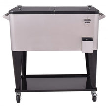 Load image into Gallery viewer, 80 Quart Patio Rolling Stainless Steel Ice Beverage Cooler