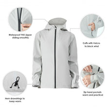 Load image into Gallery viewer, Women's Waterproof & Windproof Rain Jacket with Velcro Cuff-Gray-XL