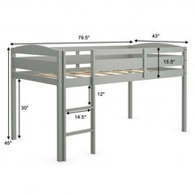 Load image into Gallery viewer, Wooden Twin Low Loft Bunk Bed with Guard Rail and Ladder-Gray