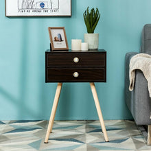 Load image into Gallery viewer, Mid Century Modern 2 Drawers Nightstand in Natural-Coffee