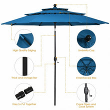 Load image into Gallery viewer, 10' 3 Tier Patio Umbrella Aluminum Sunshade Shelter Double Vented-Blue