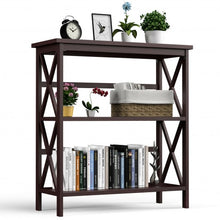 Load image into Gallery viewer, 3-Tier Bookshelf Wooden Open Storage Bookcase for Home Office-Coffee
