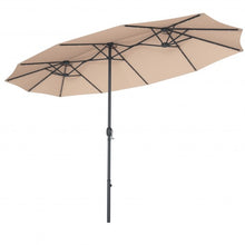 Load image into Gallery viewer, 15 Ft Patio LED Crank Solar Powered 36 Lights Umbrella-Beige