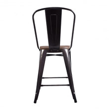 Load image into Gallery viewer, Set of 4 Rustic Metal Wood Bar Chairs with Seat-Wood