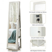 Load image into Gallery viewer, 360? Rotatable Armoire 2-in-1 Lockable Mirrored Jewelry Cabinet-White