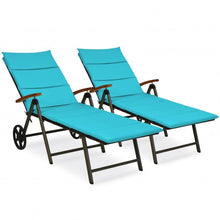 Load image into Gallery viewer, Outdoor Chaise Lounge Chair Rattan Lounger Recliner Chair-Turquoise