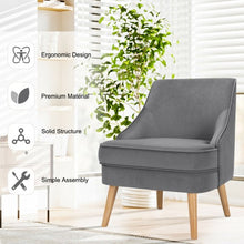 Load image into Gallery viewer, Velvet Upholstered Accent Chair with Rubber Wood Legs-Gray