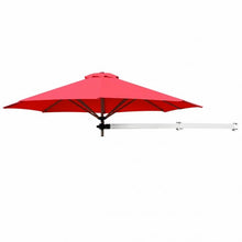 Load image into Gallery viewer, 8ft Wall-Mounted Telescopic Folding Tilt Aluminum Sun Shade Umbrella-Burgundy
