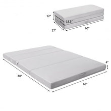 Load image into Gallery viewer, 4" Tri-Fold Sofa Bed Foam Mattress with Handles-Queen Size