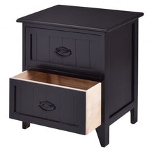 Load image into Gallery viewer, Nightstand End Side Table 2 Drawers Storage Wood Bedroom-Black