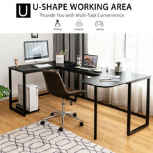 Load image into Gallery viewer, 79" U-Shaped Computer Desk with CPU Stand for Home Office -Black