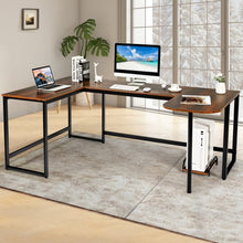 Load image into Gallery viewer, 79" U-Shaped Computer Desk with CPU Stand for Home Office -Brown