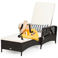 Load image into Gallery viewer, PE Rattan Chaise Lounge Chair Arm Chair Recliner Adjustable with Pillow
