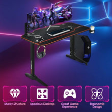 Load image into Gallery viewer, 55" T-Shaped Gaming Desk with Full Desk Mouse Pad and Gaming Handle Rack
