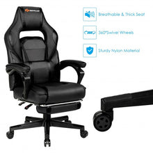 Load image into Gallery viewer, Massage Gaming Chair with Footrest and Lumbar Support-Black