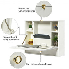 Load image into Gallery viewer, Wall Mounted Folding Laptop Desk Hideaway Storage with Drawer-White